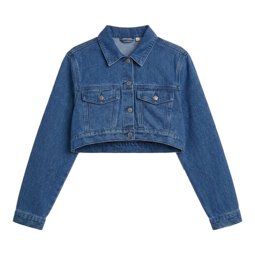I Saw It First Womens/Ladies Cropped Boxy Denim Jacket / Mid Blue
